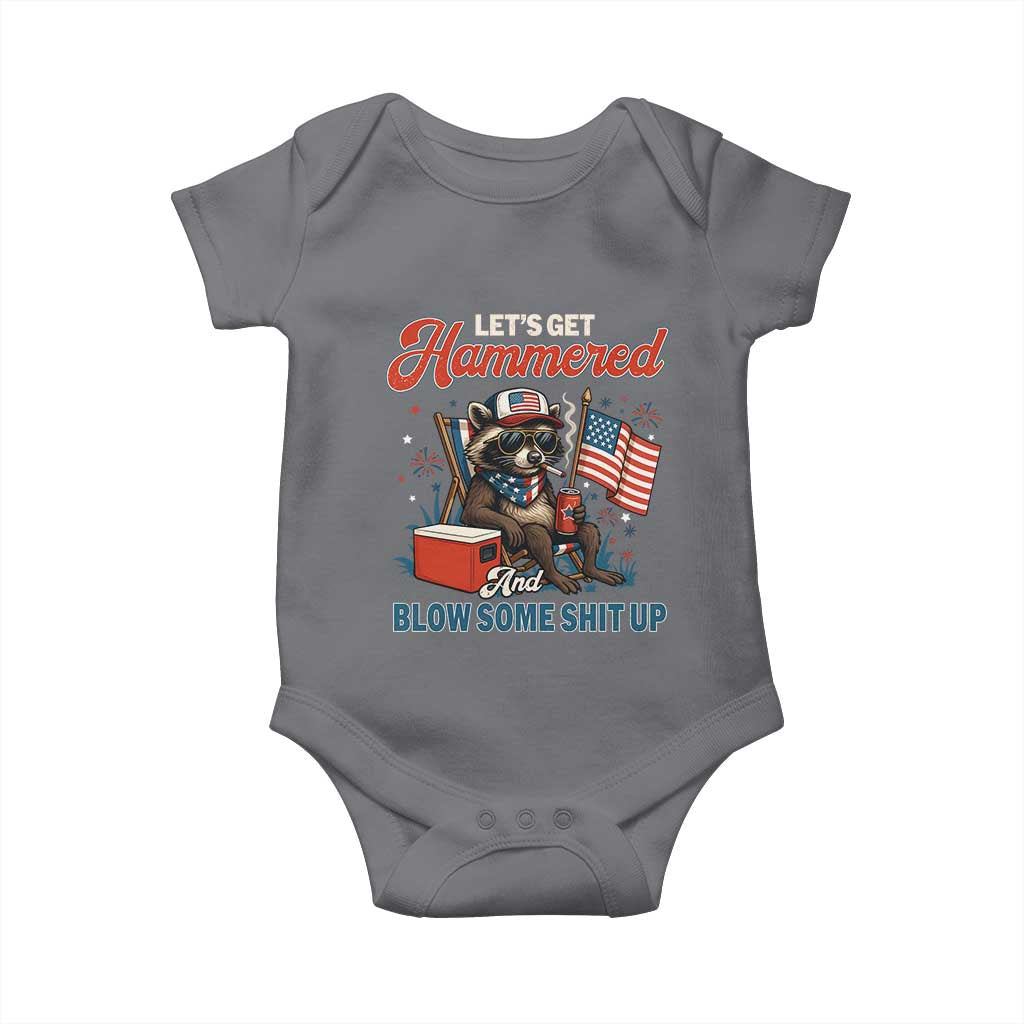 Lets Get Hammered and Blow Some Shit Up Baby Onesie Raccoon 4th Of July America TS10 Charcoal Print Your Wear