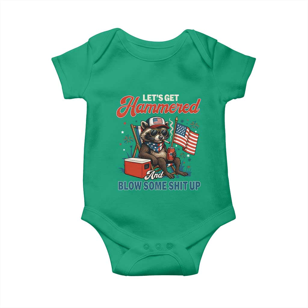 Lets Get Hammered and Blow Some Shit Up Baby Onesie Raccoon 4th Of July America TS10 Irish Green Print Your Wear