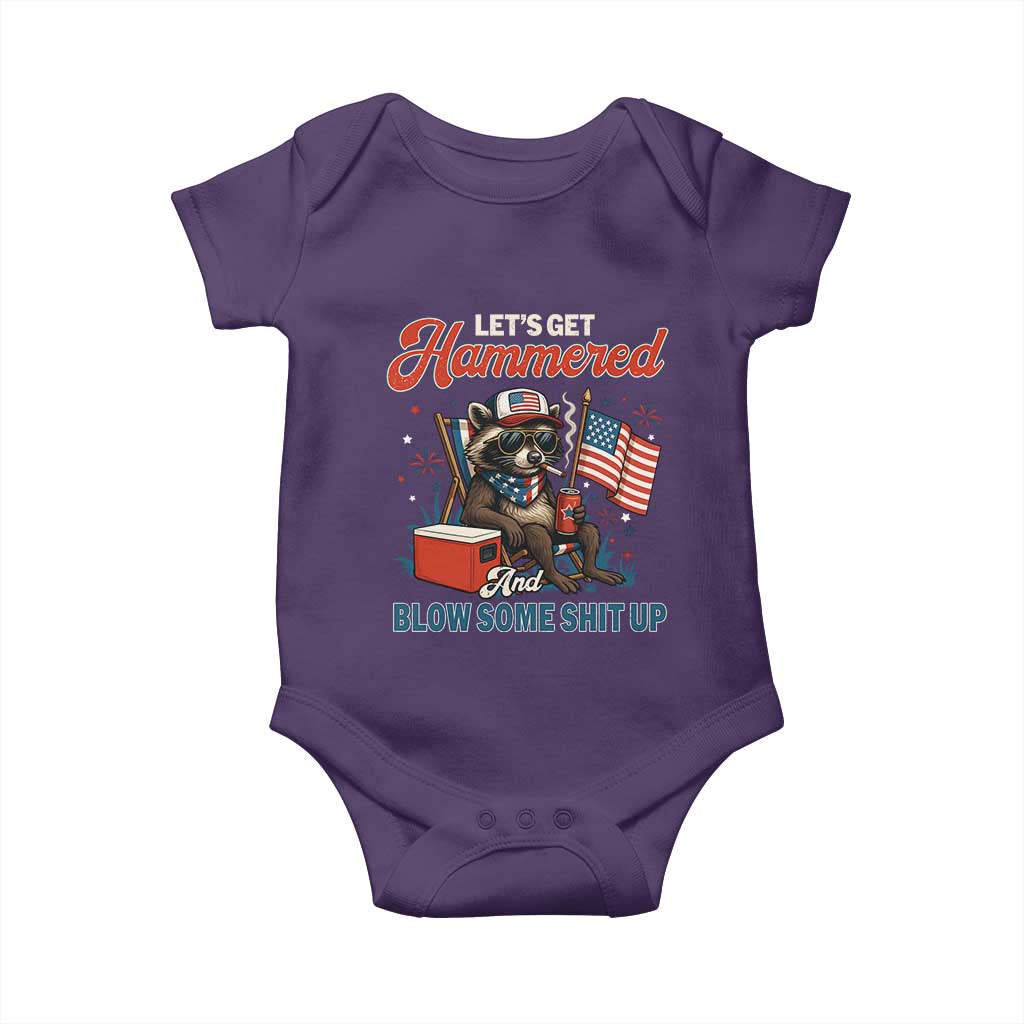 Lets Get Hammered and Blow Some Shit Up Baby Onesie Raccoon 4th Of July America TS10 Purple Print Your Wear
