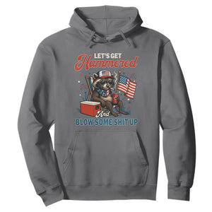 Lets Get Hammered and Blow Some Shit Up Hoodie Raccoon 4th Of July America TS10 Charcoal Print Your Wear