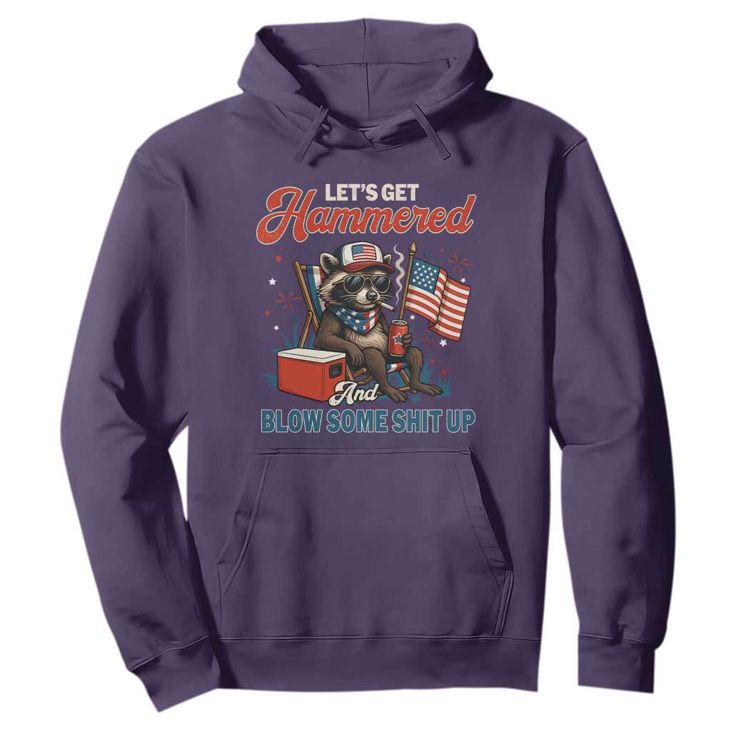 Lets Get Hammered and Blow Some Shit Up Hoodie Raccoon 4th Of July America TS10 Purple Print Your Wear