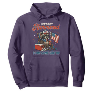Lets Get Hammered and Blow Some Shit Up Hoodie Raccoon 4th Of July America TS10 Purple Print Your Wear
