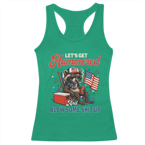 Lets Get Hammered and Blow Some Shit Up Racerback Tank Top Raccoon 4th Of July America TS10 Irish Green Print Your Wear