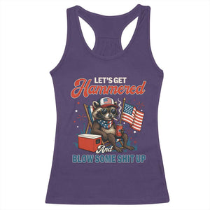 Lets Get Hammered and Blow Some Shit Up Racerback Tank Top Raccoon 4th Of July America TS10 Purple Print Your Wear
