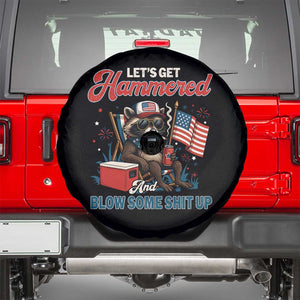 Lets Get Hammered and Blow Some Shit Up Spare Tire Cover Raccoon 4th Of July America TS10 Black Print Your Wear