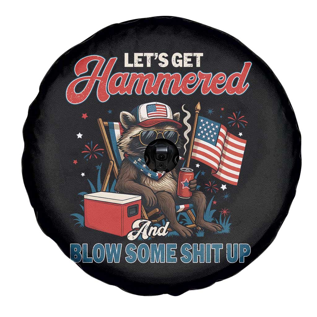Lets Get Hammered and Blow Some Shit Up Spare Tire Cover Raccoon 4th Of July America TS10 Print Your Wear