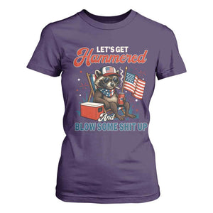 Lets Get Hammered and Blow Some Shit Up T Shirt For Women Raccoon 4th Of July America TS10 Purple Print Your Wear