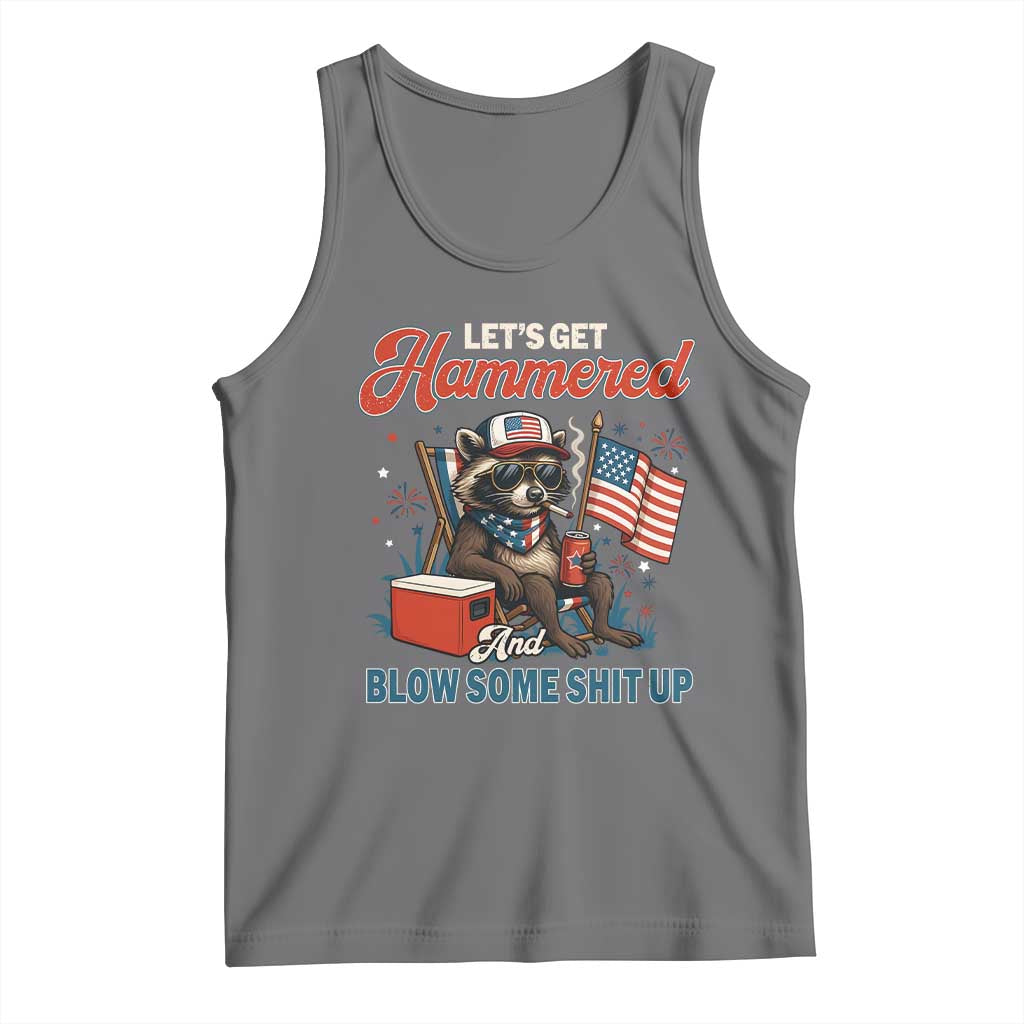 Lets Get Hammered and Blow Some Shit Up Tank Top Raccoon 4th Of July America TS10 Black Heather Print Your Wear