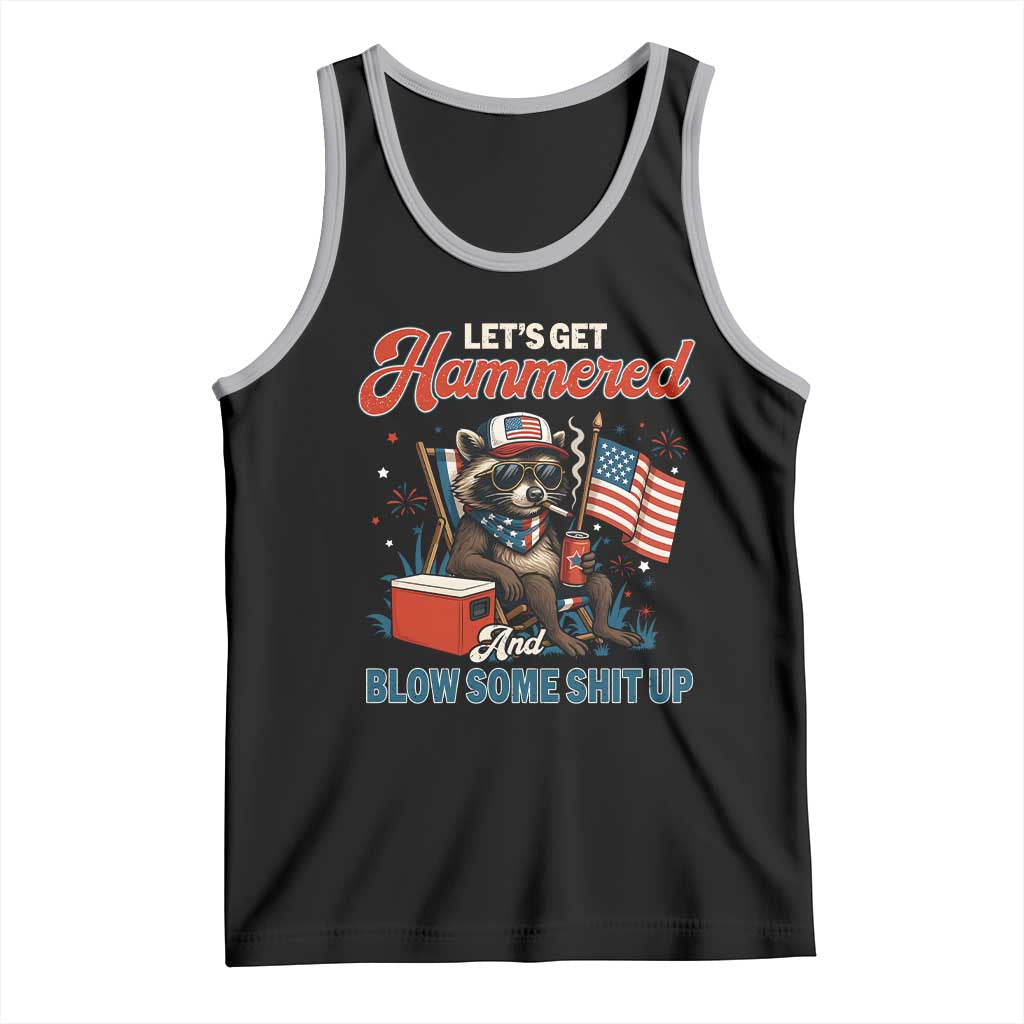 Lets Get Hammered and Blow Some Shit Up Tank Top Raccoon 4th Of July America TS10 Black Athletic Heather Print Your Wear