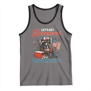 Lets Get Hammered and Blow Some Shit Up Tank Top Raccoon 4th Of July America TS10 Deep Heather Black Print Your Wear