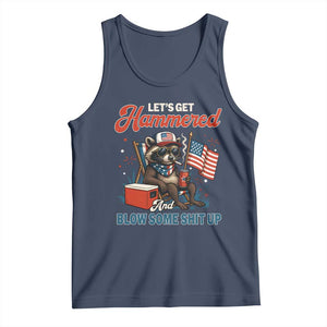 Lets Get Hammered and Blow Some Shit Up Tank Top Raccoon 4th Of July America TS10 Navy Print Your Wear