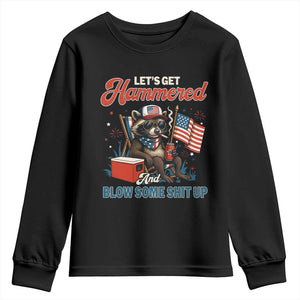 Lets Get Hammered and Blow Some Shit Up Youth Sweatshirt Raccoon 4th Of July America TS10 Black Print Your Wear