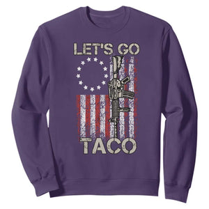 Lets Go Taco Betsy Ross Flag Sweatshirt Vintage Patriotic Rifle Gun Rights TS02 Purple Print Your Wear