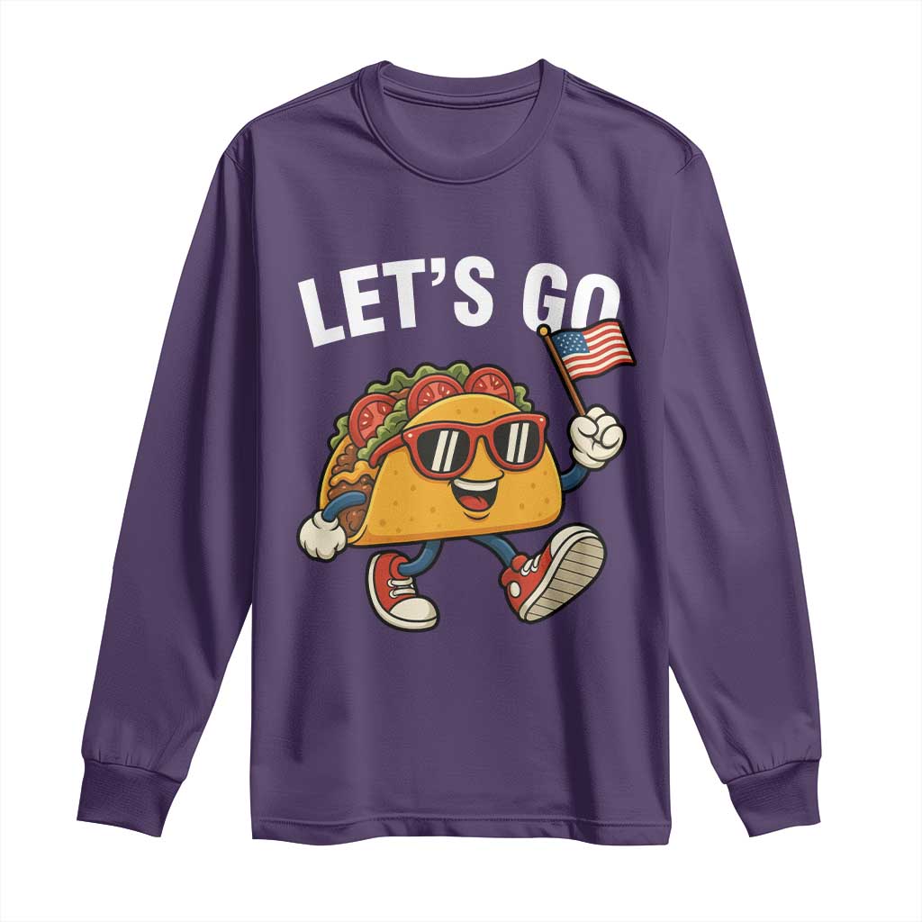 Lets Go Taco Patriotic Long Sleeve Shirt Funny 4th of July Food Humor TS02 Purple Print Your Wear