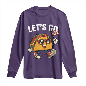 Lets Go Taco Patriotic Long Sleeve Shirt Funny 4th of July Food Humor TS02 Purple Print Your Wear