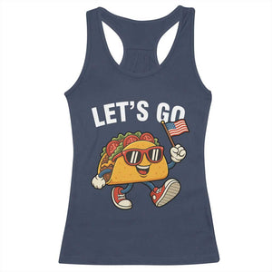 Lets Go Taco Patriotic Racerback Tank Top Funny 4th of July Food Humor TS02 Navy Print Your Wear