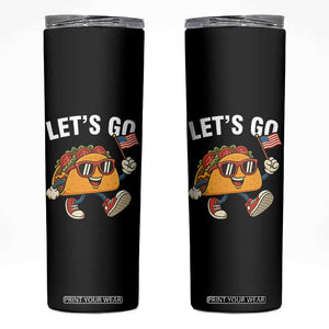 Lets Go Taco Patriotic Skinny Tumbler Funny 4th of July Food Humor TS02 Black Print Your Wear