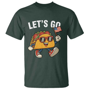 Lets Go Taco Patriotic T Shirt Funny 4th of July Food Humor TS02 Dark Forest Green Print Your Wear