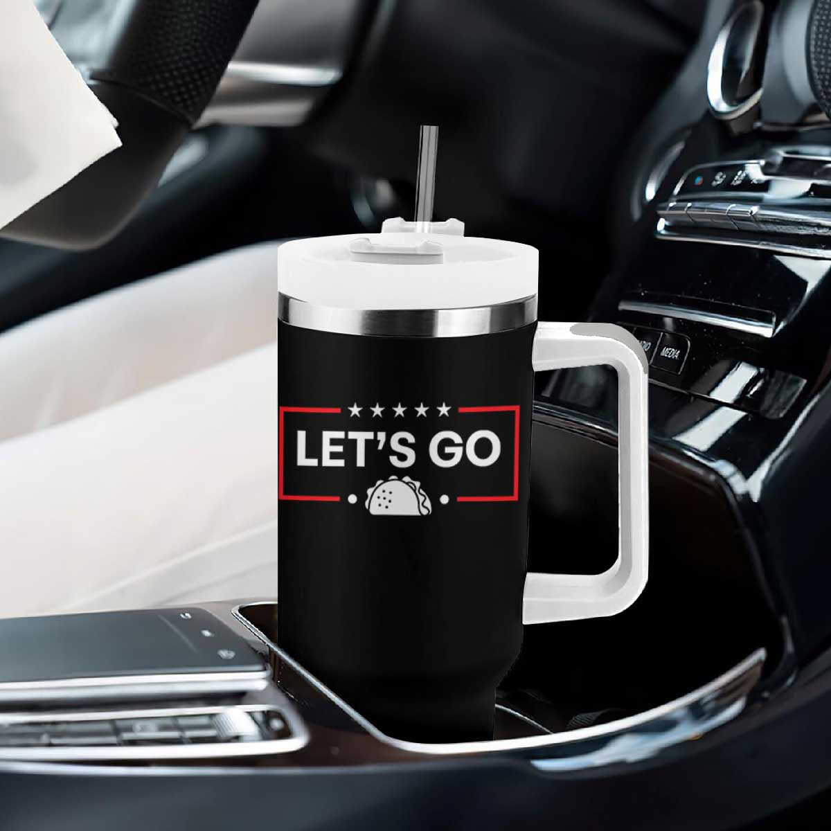 Let's Go Taco Tumbler With Handle Tacos for President Political Satire TS02 Print Your Wear