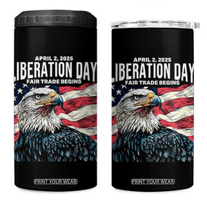 Liberation Day April 2 2025 4 in 1 Can Cooler Tumbler Fair Trade Patriotic American Eagle USA Flag TS02 One Size: 16 oz Black Print Your Wear