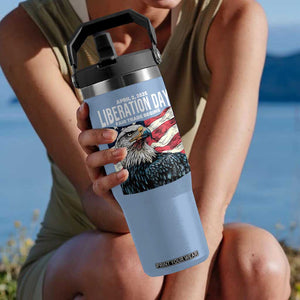 Liberation Day April 2 2025 Flip Straw Tumbler Fair Trade Patriotic American Eagle USA Flag TS02 One Size: 30 oz Light Blue Print Your Wear