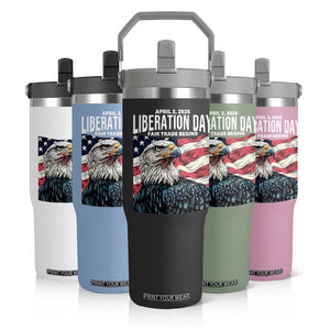 Liberation Day April 2 2025 Flip Straw Tumbler Fair Trade Patriotic American Eagle USA Flag TS02 Print Your Wear