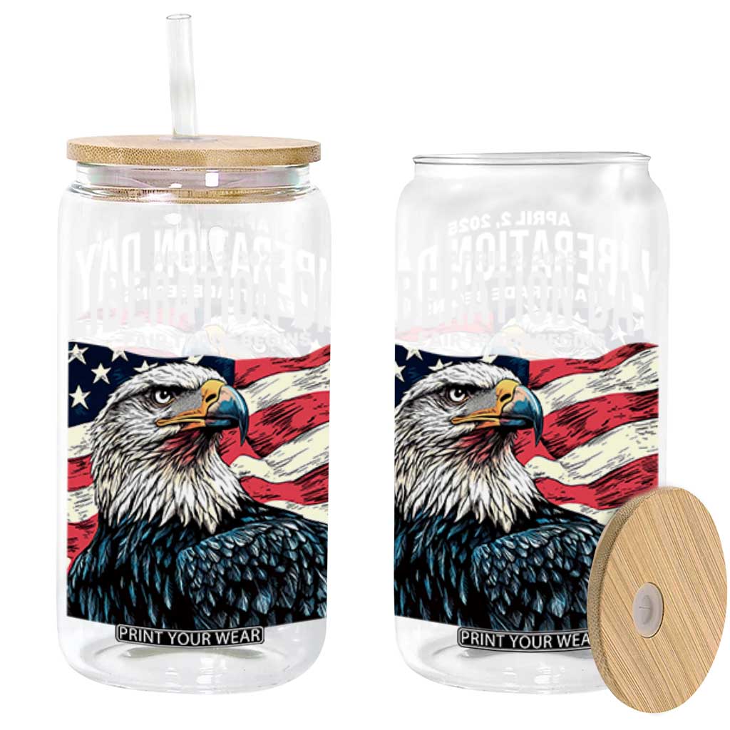 Liberation Day April 2 2025 Glass Can Fair Trade Patriotic American Eagle USA Flag TS02 Black Print Your Wear