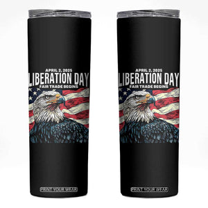 Liberation Day April 2 2025 Skinny Tumbler Fair Trade Patriotic American Eagle USA Flag TS02 Black Print Your Wear