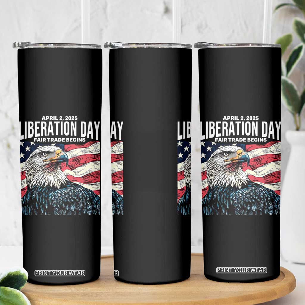 Liberation Day April 2 2025 Skinny Tumbler Fair Trade Patriotic American Eagle USA Flag TS02 Print Your Wear