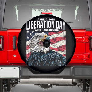 Liberation Day April 2 2025 Spare Tire Cover Fair Trade Patriotic American Eagle USA Flag TS02 Black Print Your Wear