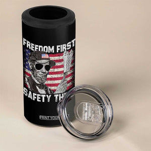 Lincoln 4th Of July 4 in 1 Can Cooler Tumbler Abe Freedom First Safety Third American Flag TS10 Print Your Wear