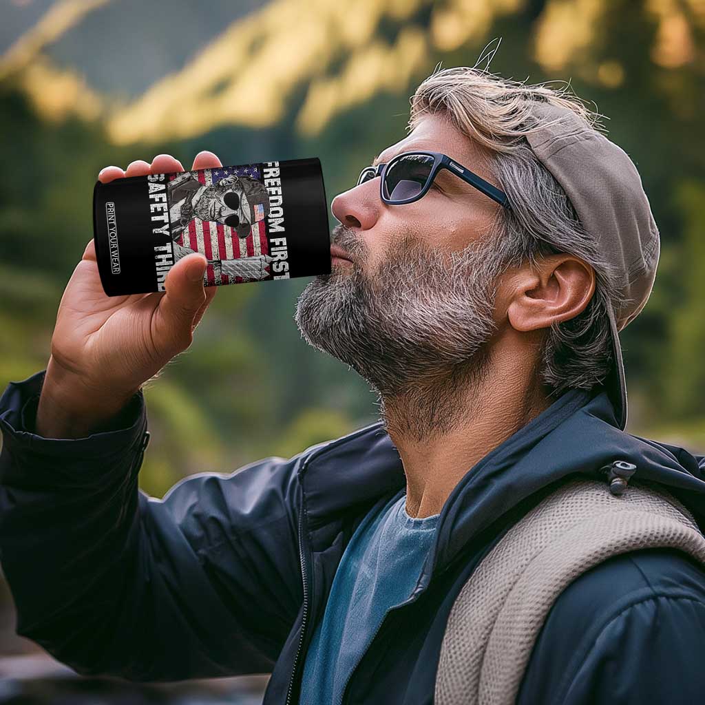 Lincoln 4th Of July 4 in 1 Can Cooler Tumbler Abe Freedom First Safety Third American Flag TS10 Print Your Wear