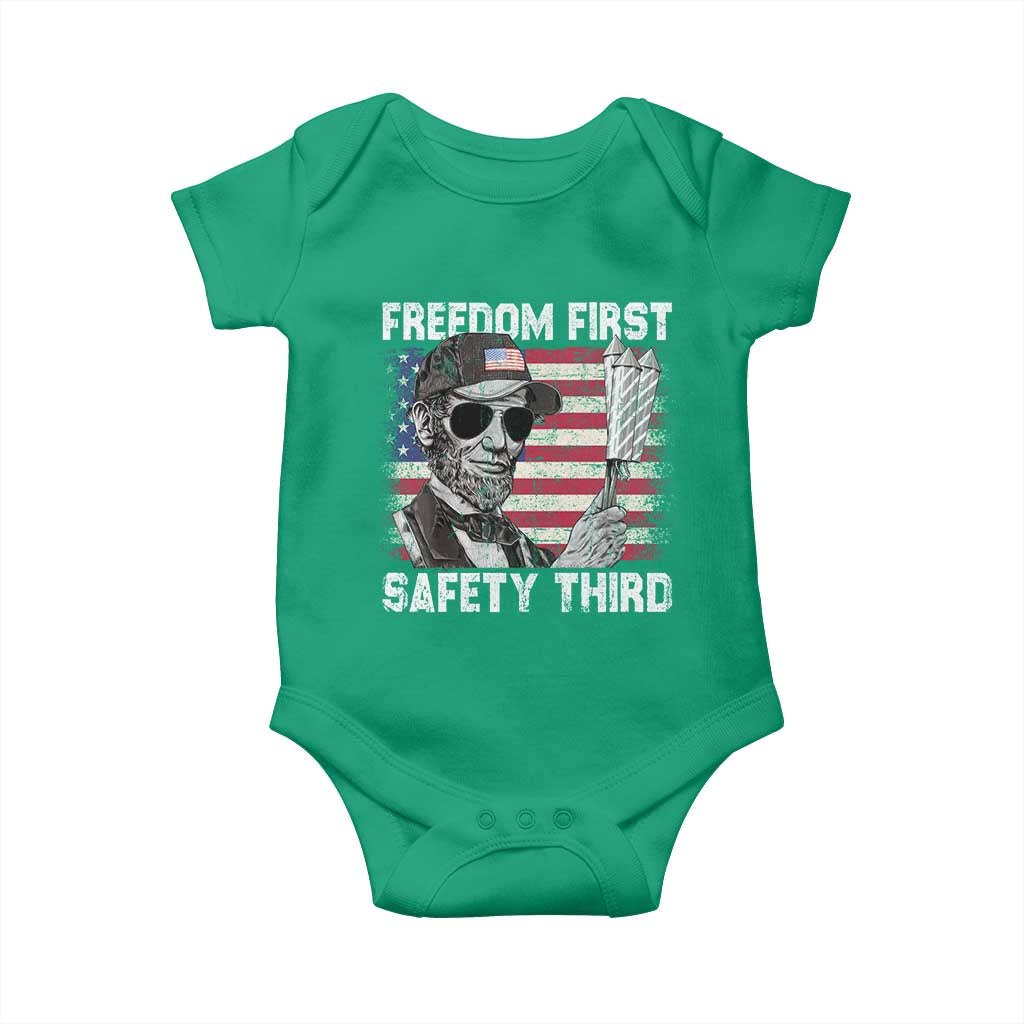 Lincoln 4th Of July Baby Onesie Abe Freedom First Safety Third American Flag TS10 Irish Green Print Your Wear