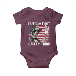 Lincoln 4th Of July Baby Onesie Abe Freedom First Safety Third American Flag TS10 Maroon Print Your Wear