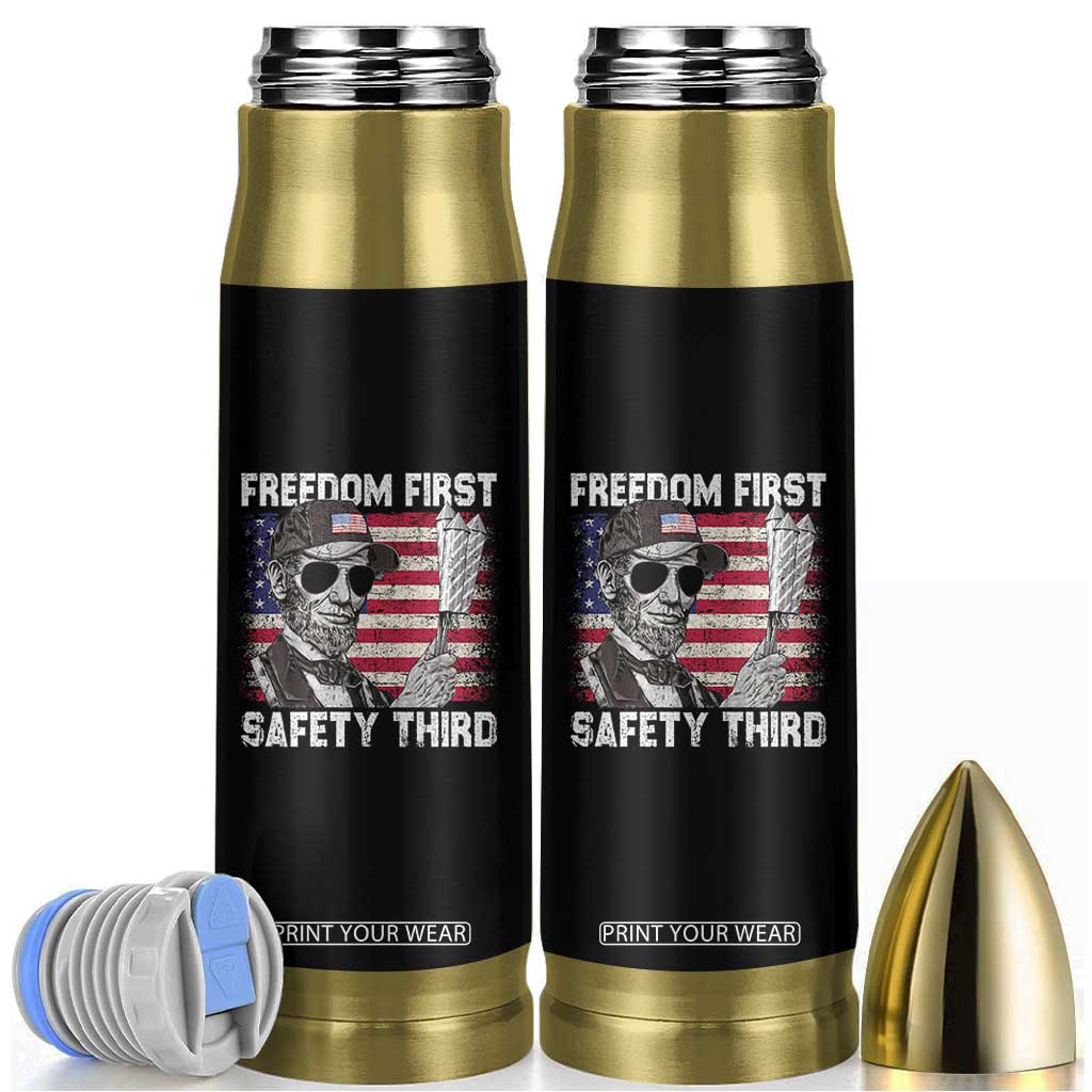 Lincoln 4th Of July Bullet Tumbler Abe Freedom First Safety Third American Flag TS10 Black Print Your Wear