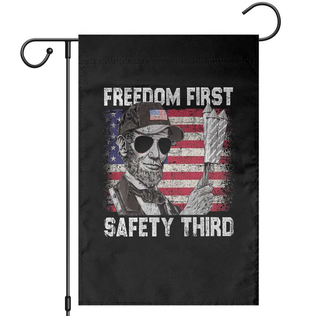 Lincoln 4th Of July Garden Flag Abe Freedom First Safety Third American Flag TS10 Black Print Your Wear