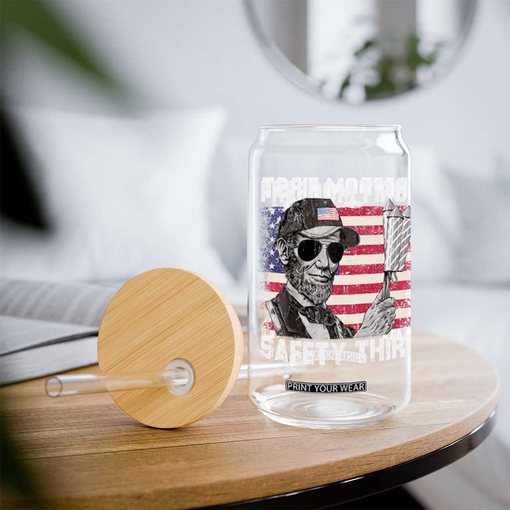 Lincoln 4th Of July Glass Can Abe Freedom First Safety Third American Flag TS10 Print Your Wear