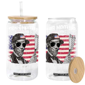 Lincoln 4th Of July Glass Can Abe Freedom First Safety Third American Flag TS10 Black Print Your Wear