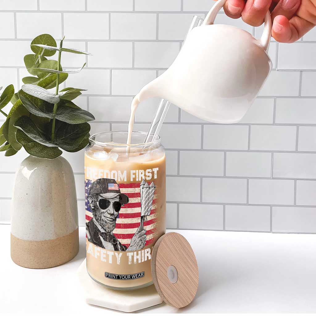 Lincoln 4th Of July Glass Can Abe Freedom First Safety Third American Flag TS10 Print Your Wear