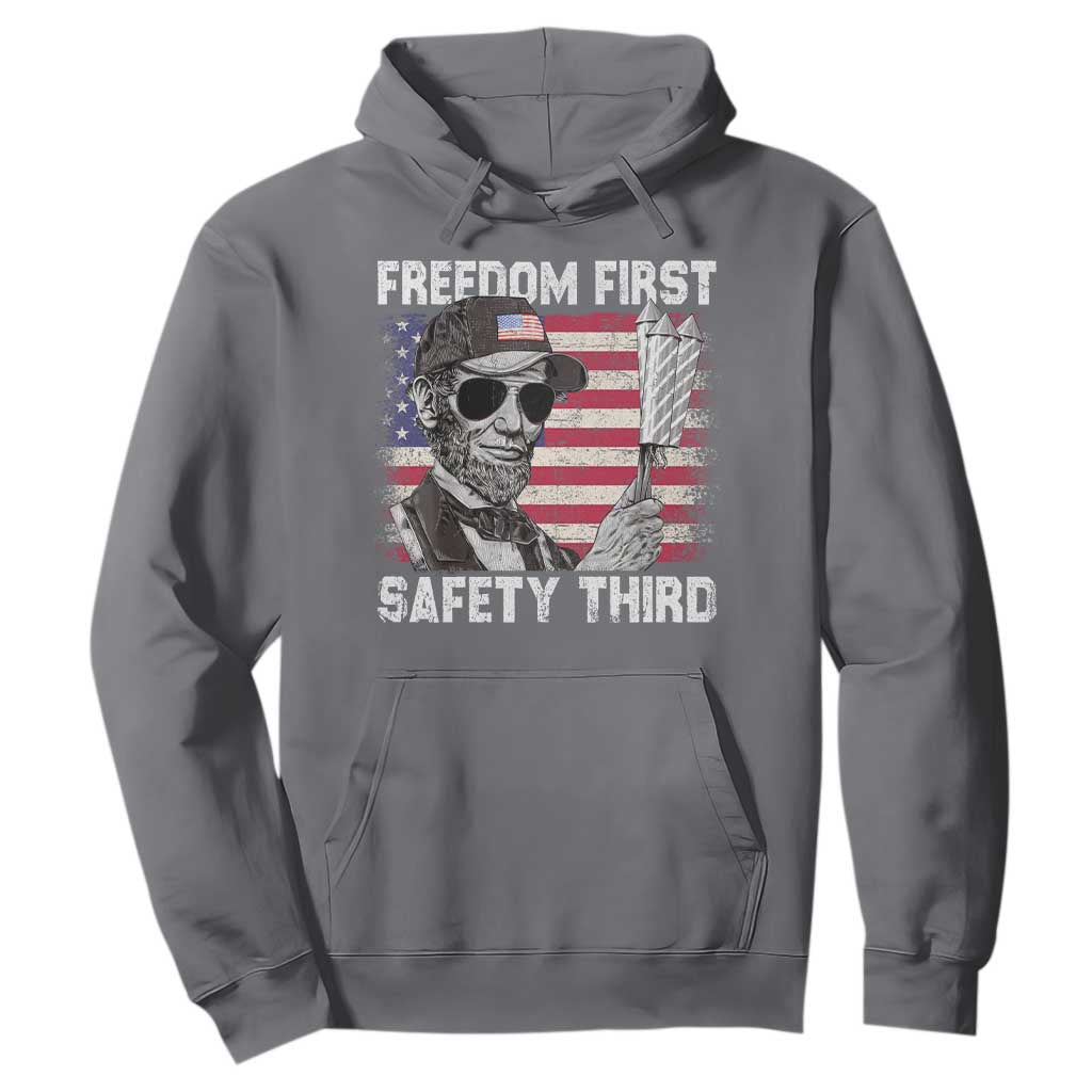 Lincoln 4th Of July Hoodie Abe Freedom First Safety Third American Flag TS10 Charcoal Print Your Wear