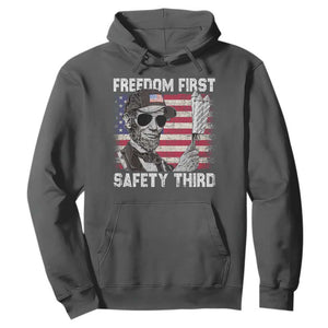 Lincoln 4th Of July Hoodie Abe Freedom First Safety Third American Flag TS10 Dark Heather Print Your Wear