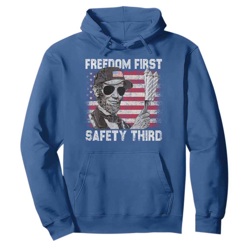 Lincoln 4th Of July Hoodie Abe Freedom First Safety Third American Flag TS10 Royal Blue Print Your Wear