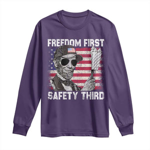 Lincoln 4th Of July Long Sleeve Shirt Abe Freedom First Safety Third American Flag TS10 Purple Print Your Wear