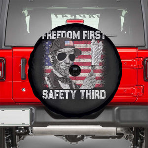 Lincoln 4th Of July Spare Tire Cover Abe Freedom First Safety Third American Flag TS10 Black Print Your Wear