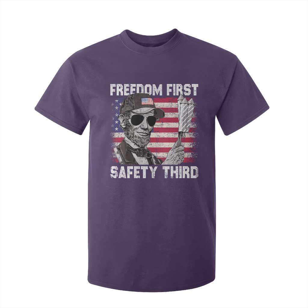 Lincoln 4th Of July T Shirt For Kid Abe Freedom First Safety Third American Flag TS10 Purple Print Your Wear