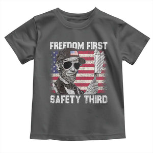 Lincoln 4th Of July Toddler T Shirt Abe Freedom First Safety Third American Flag TS10 Dark Heather Print Your Wear