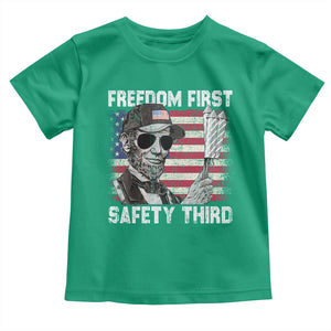 Lincoln 4th Of July Toddler T Shirt Abe Freedom First Safety Third American Flag TS10 Irish Green Print Your Wear