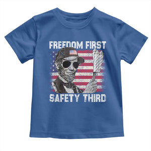 Lincoln 4th Of July Toddler T Shirt Abe Freedom First Safety Third American Flag TS10 Royal Blue Print Your Wear