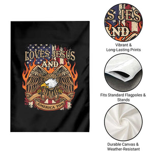 Loves Jesus and America Too Garden Flag Christian Eagle 4th of July TS02 Print Your Wear