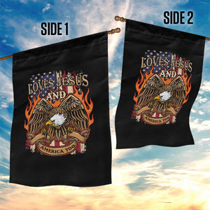 Loves Jesus and America Too Garden Flag Christian Eagle 4th of July TS02 Print Your Wear